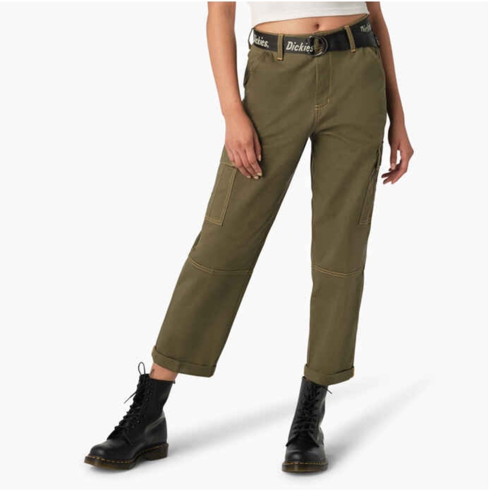 NWT Dickies Women's Cropped Cargo Pants in Olive
